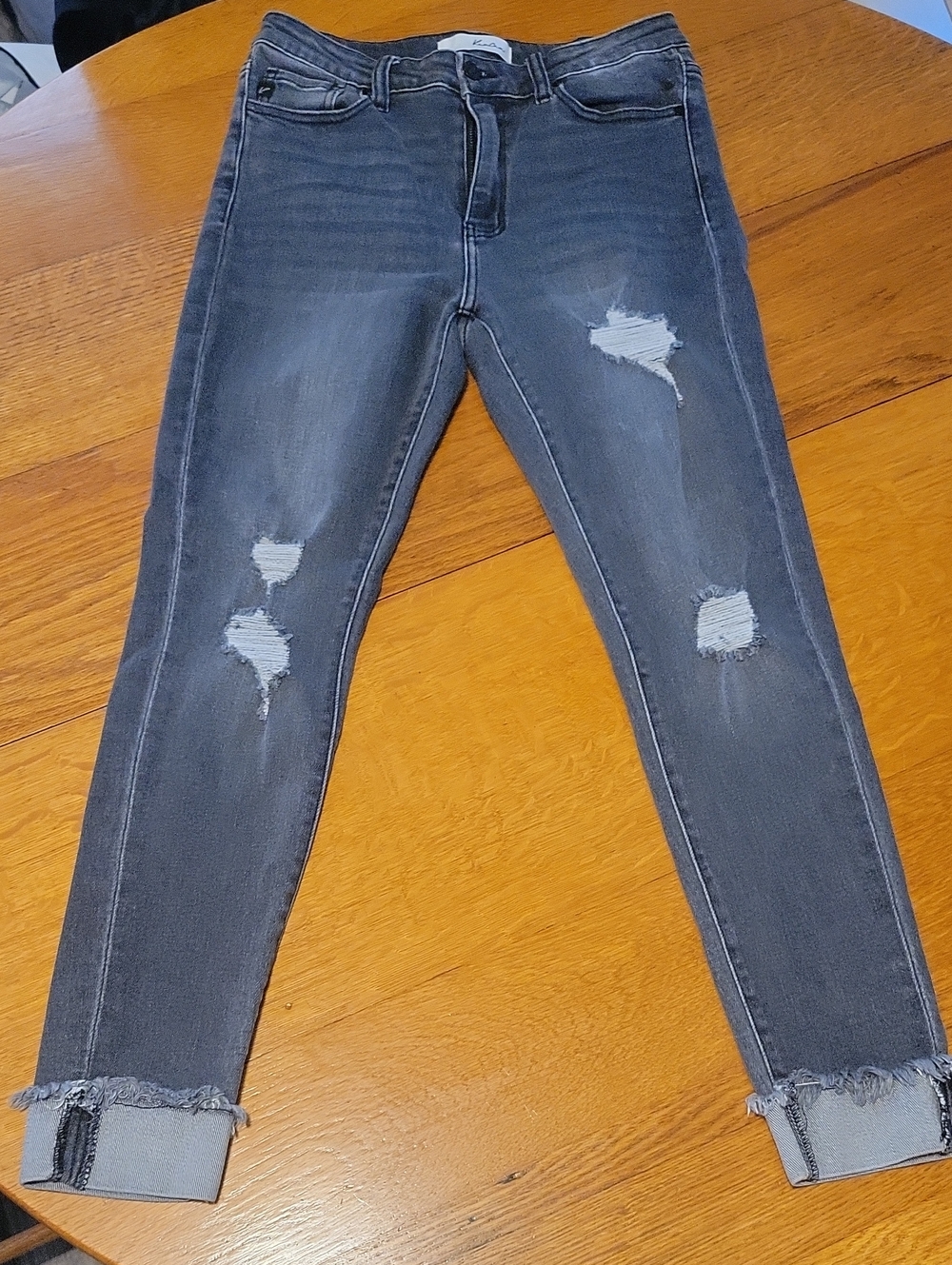 KanCan Dark Gray Distressed Skinny Jeans